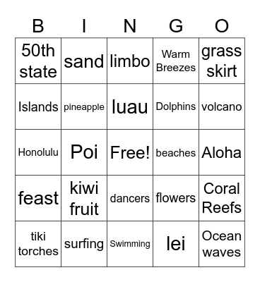 ALOHA BINGO! Bingo Card