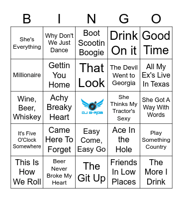 Now Ain't That Country Too Bingo Card