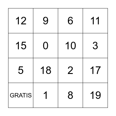 Los Numeros Bingo Card