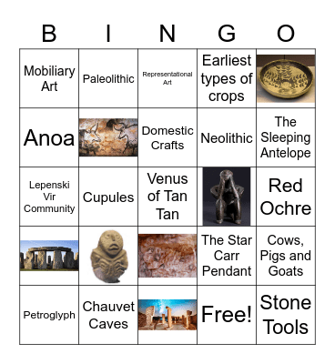 Prehistoric Bingo Card