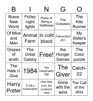 Banned Book Bingo Card