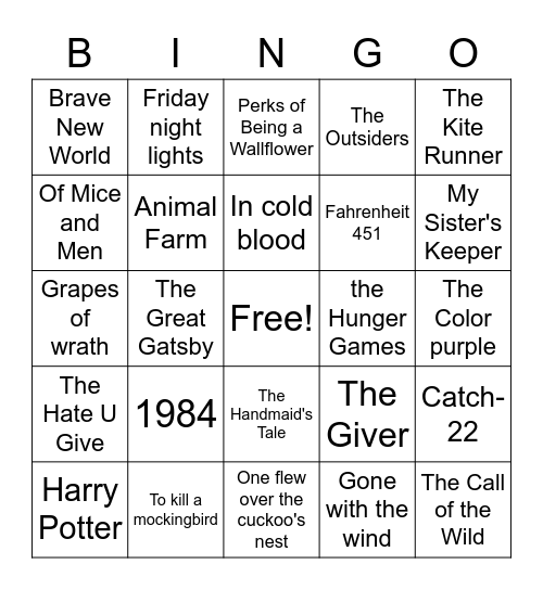 Banned Book Bingo Card