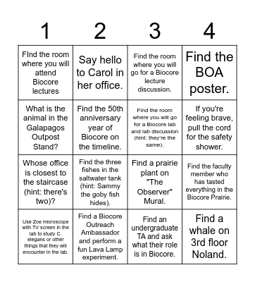 Biocore Open House Bingo Card