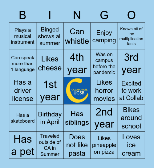 Collaborate Bingo! Bingo Card