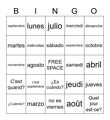 7WL U1 S&F Combo Bingo Card