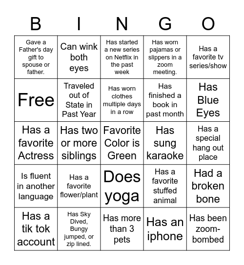 Ice-Ice Breaker! Bingo Card