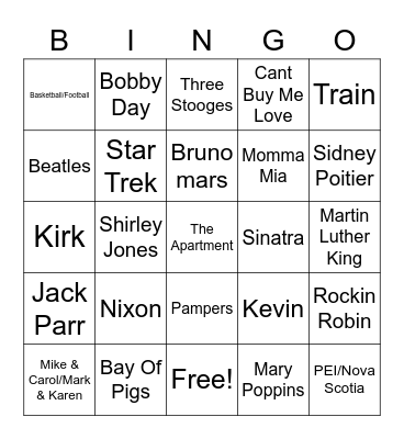 Sept 21 Game 5 Bingo Card
