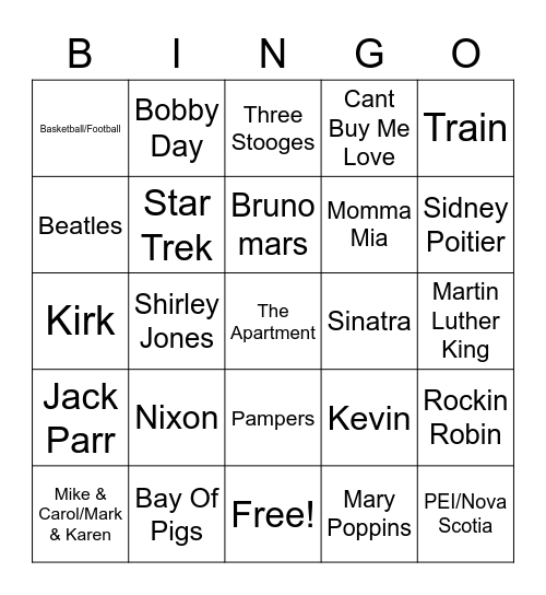 Sept 21 Game 5 Bingo Card
