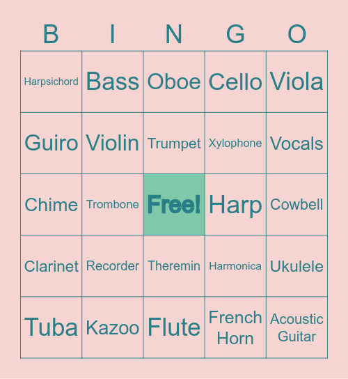 MUSICAL INSTRUMENTS Bingo Card