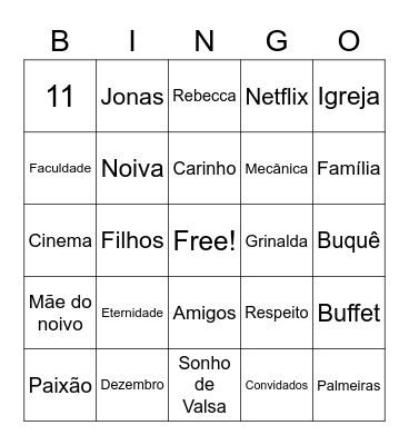 Rebecca e Jonas Bingo Card