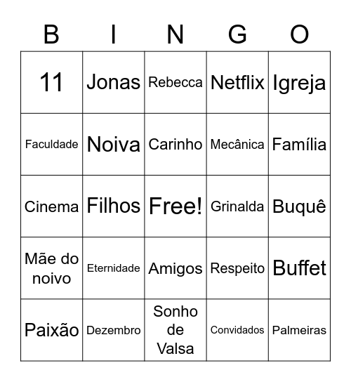 Rebecca e Jonas Bingo Card