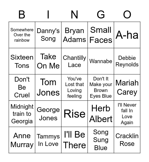 -Bingo Game 10 Bingo Card