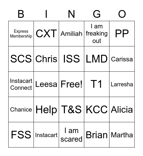 Mind Break Bingo Card