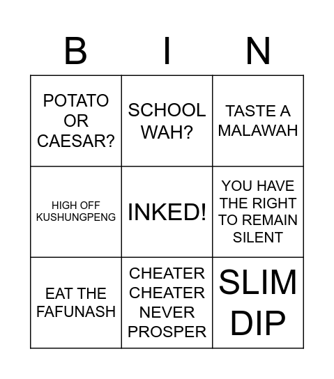 Curlene's Never Have I Bingo Card