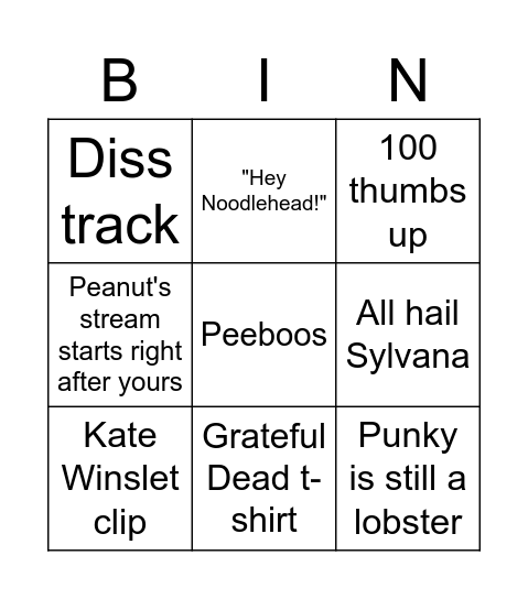 Only goof stuff Bingo Card
