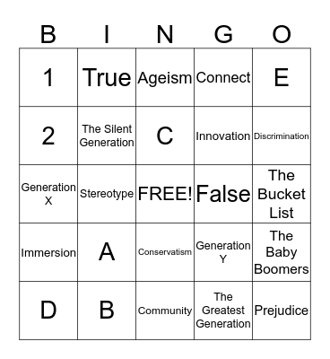 Ageism: Growing With Time Bingo Card