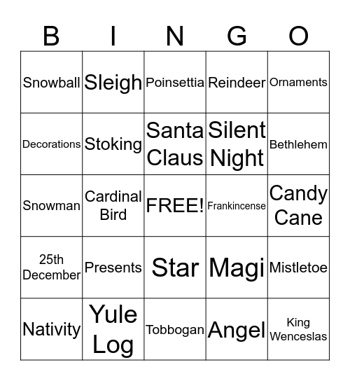 Christmas Bingo Card