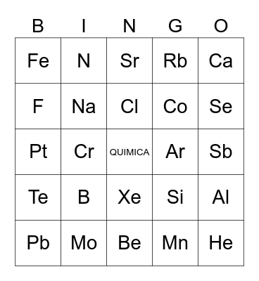 BINGO DE QUIMICA B Bingo Card