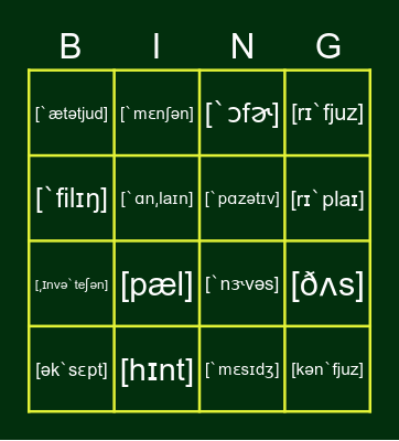 L1 Phonics Bingo Card