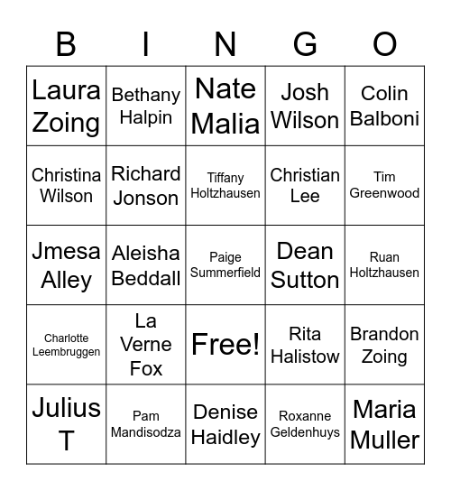 Holy Spirit Encounter Bingo Card