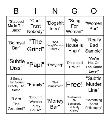 Drake Bingo Card