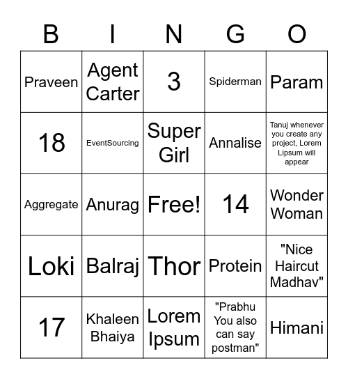 Chaine Bingo Card