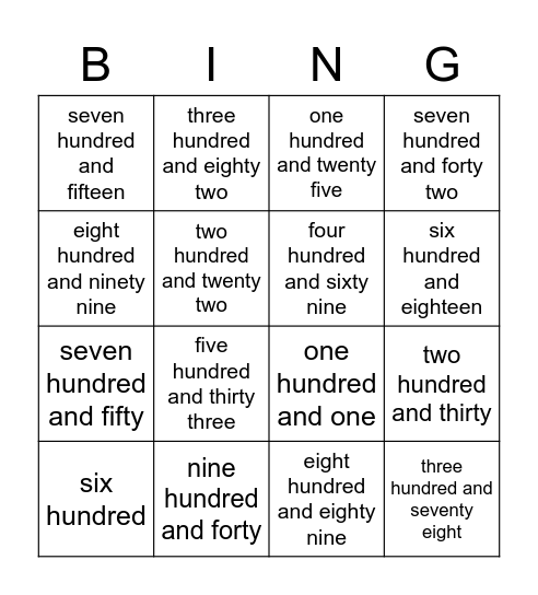 Ms. Helen's Number Bingo! Bingo Card