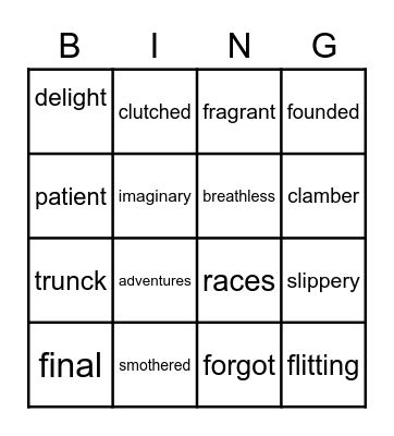 Vocabulary Review Bing Bingo Card