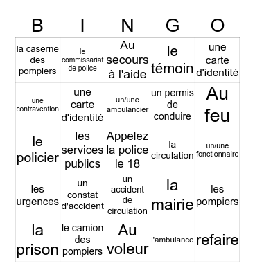 Fr 3 - Ch 8 Voc 2  Bingo Card