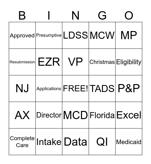 ENROLLMENT / BILLING CHRISTMAS PARTY Bingo Card