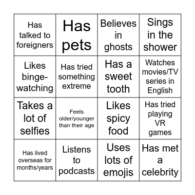 Find someone who... Bingo Card