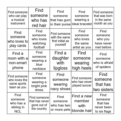 National Charity League- Senior Recognition Ice Breaker Bingo Card