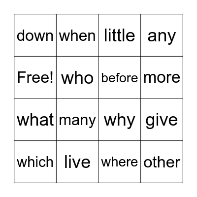 Tricky Word Bingo (31-45) Bingo Card