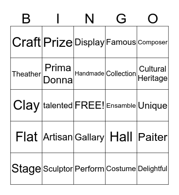 Art and crafts Bingo Card