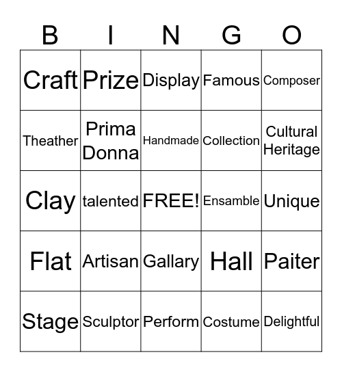 Art and crafts Bingo Card