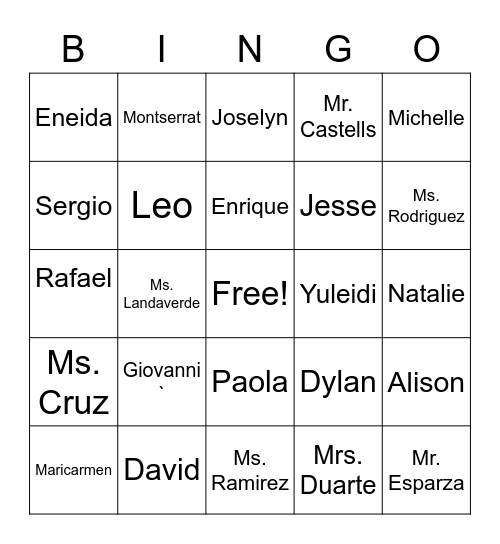 4C Bingo Card