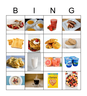 Vocab 8C-FR4A-Breakfast Foods Bingo Card