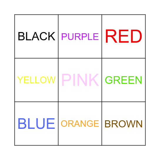 COLOR BINGO Card