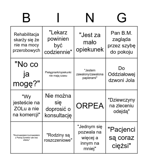 SPOTKANIE TERAPETYCZNE Bingo Card
