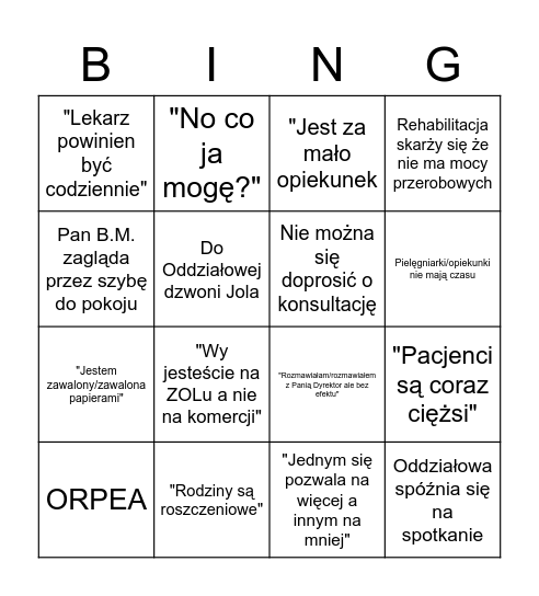 SPOTKANIE TERAPEUTYCZNE Bingo Card