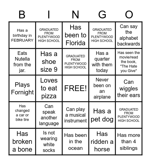 HUMAN BINGO Card