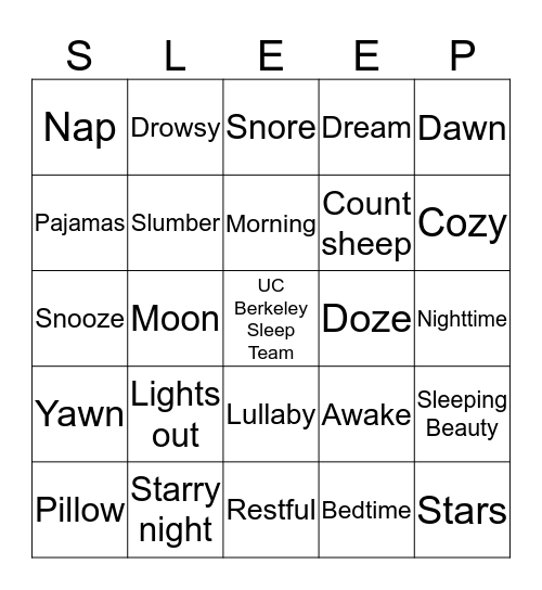 UC Berkeley Sleep Team Bingo Card