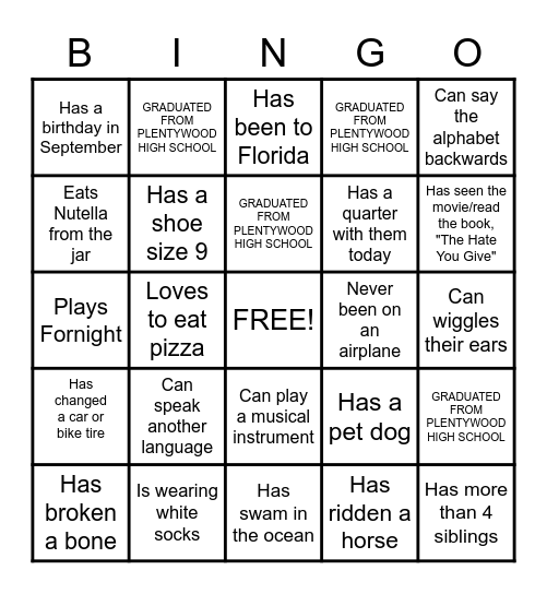 HUMAN BINGO Card
