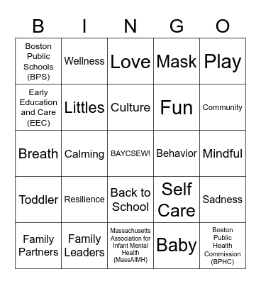 BAYCSEW BINGO Card