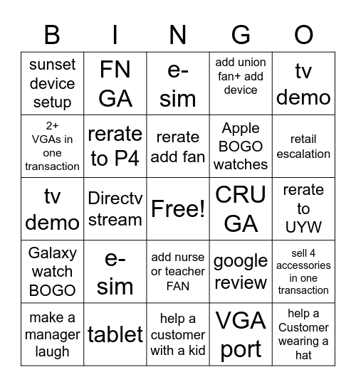 MPC Bingo Card