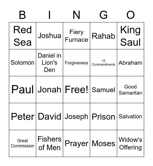 Sunday, September 5th Bingo Card