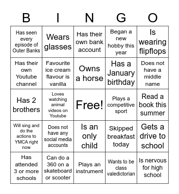 Find Someone Who: Bingo Card