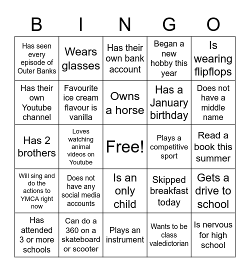 Find Someone Who: Bingo Card