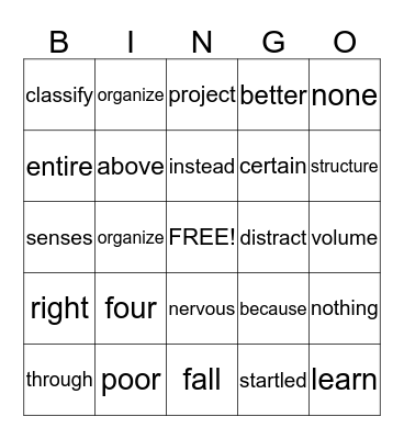 Unit 5 Bingo Card