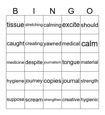 Single Word 1  (c) Bingo Card